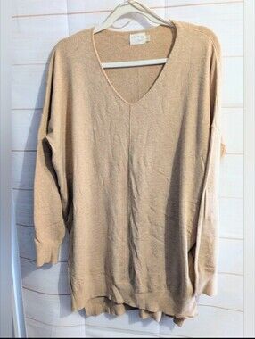 🆕 Dreamers By Debut  V-Neck Super Duper Soft Camel 🐫 Color Oversized Sweater